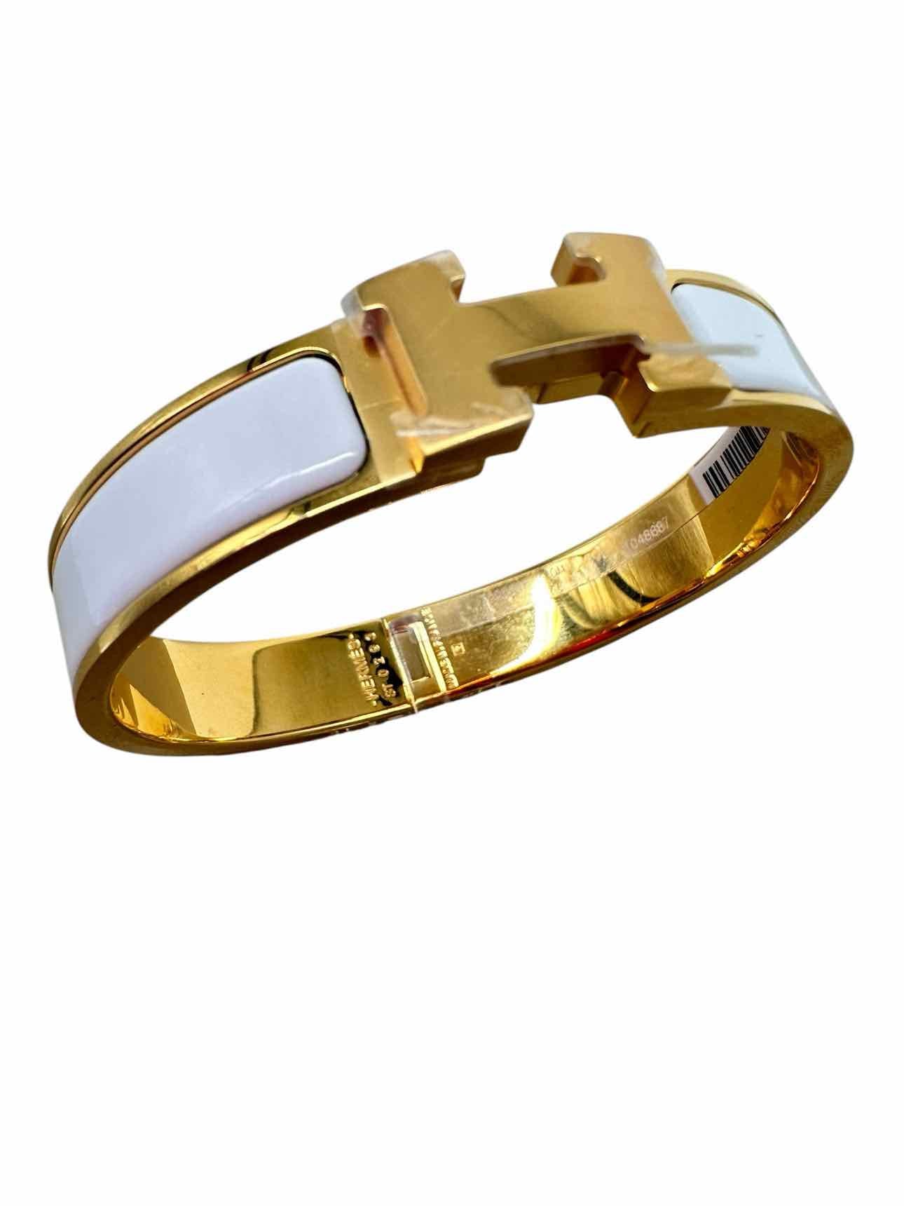 Hermes Clic H Bracelet PM in Yellow Gold & Blanc **NEW**