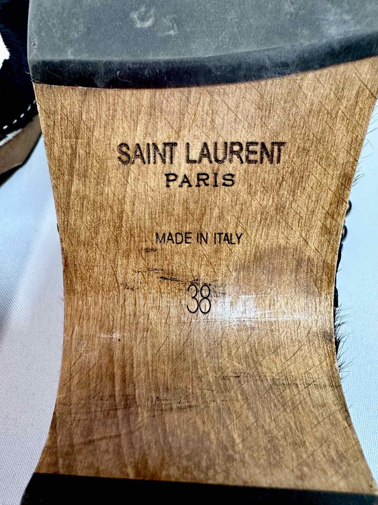 Saint Laurent Calf Hair Studded Clogs