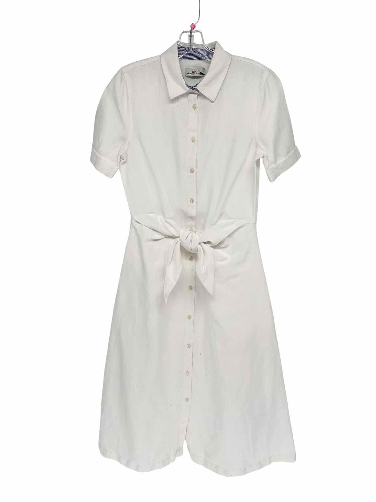 Vineyard Vines Westerly Tie-Front  Short Sleeve Dress White Size 2