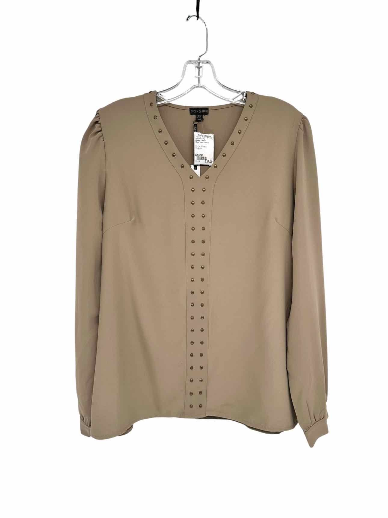 Coco +  Carmen Olive Chloe V-Neck Long Sleeve Top Size S/M **NEW**