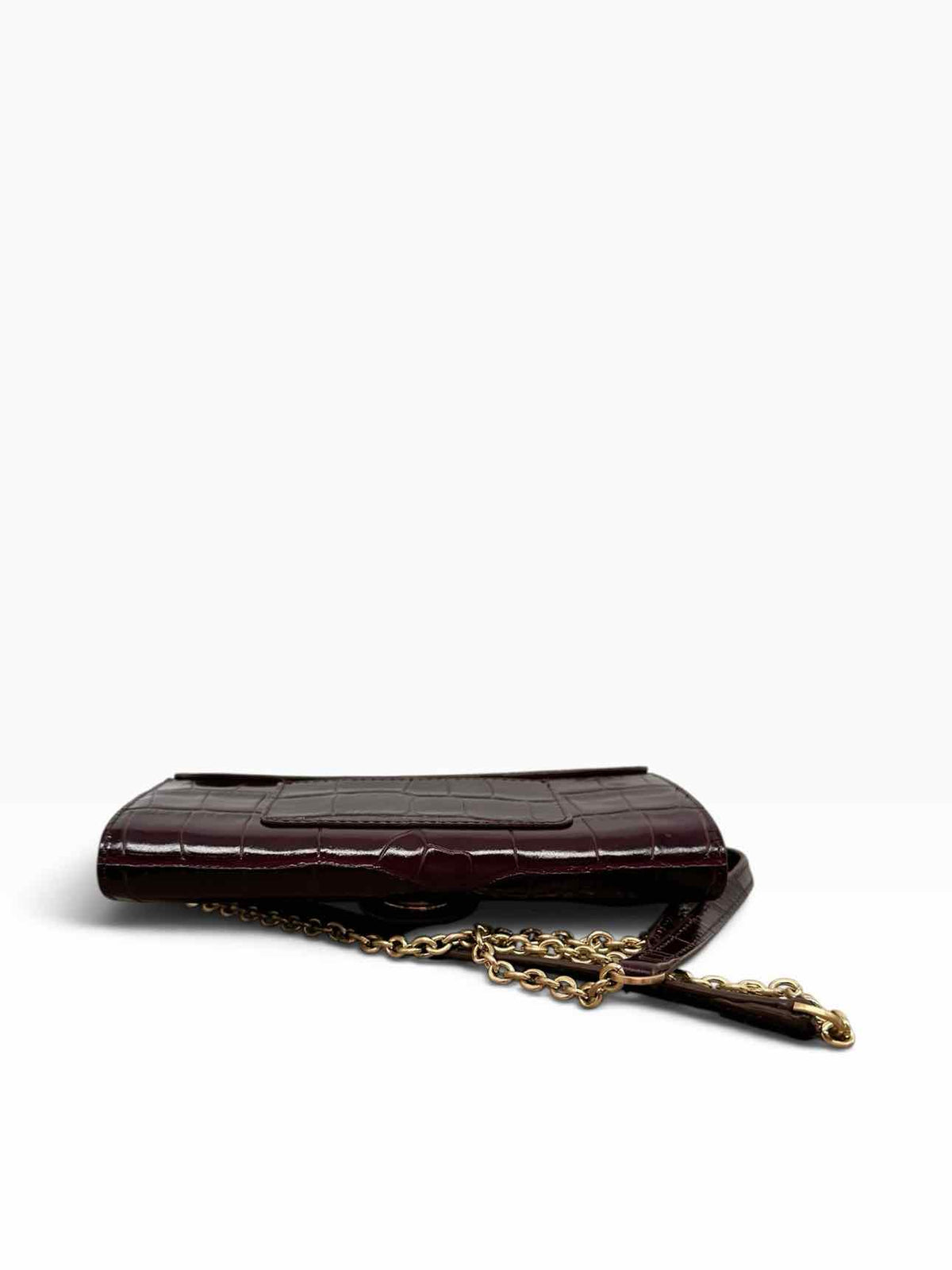 Jemma Maggie Croc Embossed Burgundy Leather Crossbody