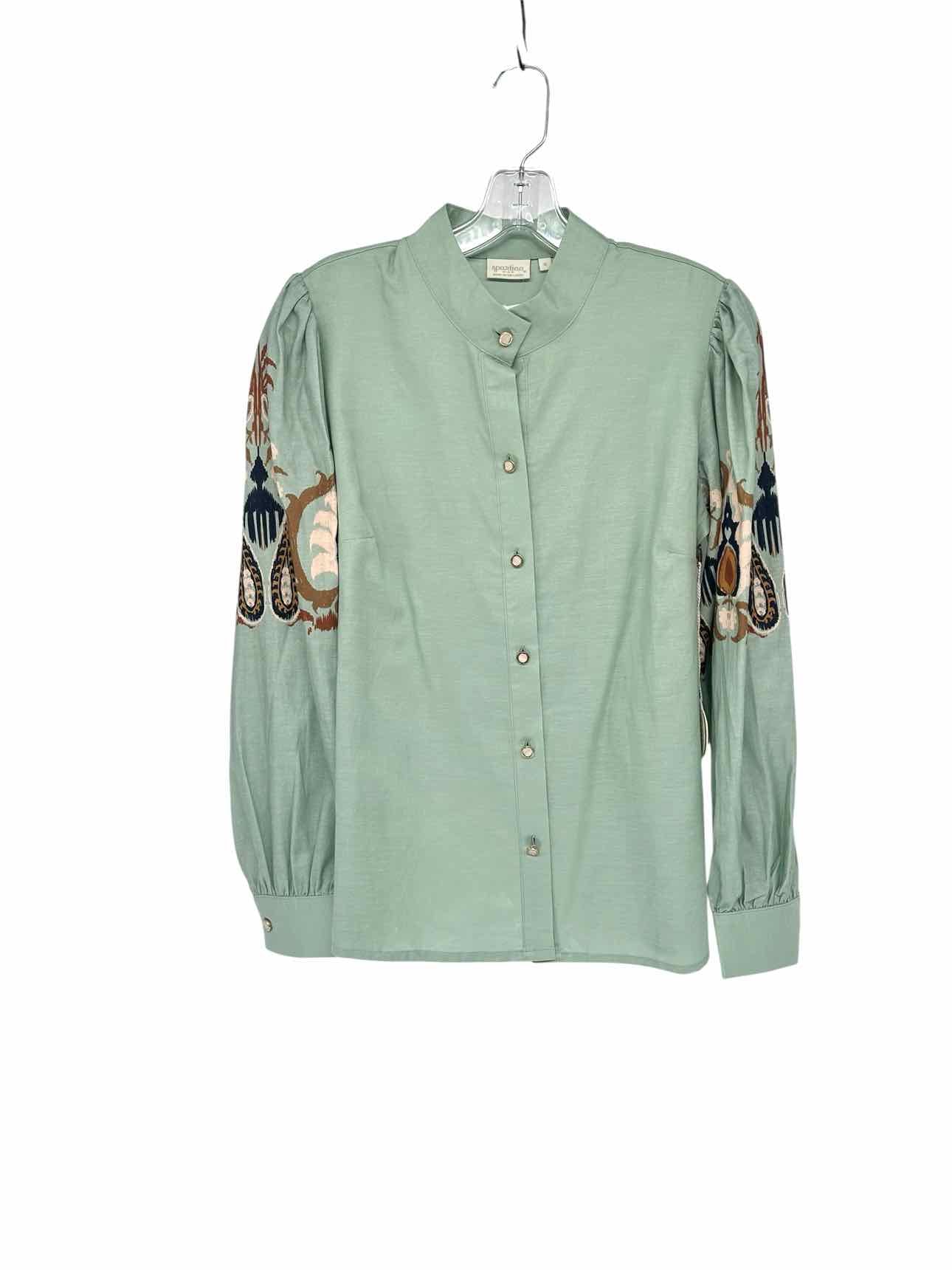Spartina 449 Paulette Blouse Moss Long Sleeve Top Size S **NEW**