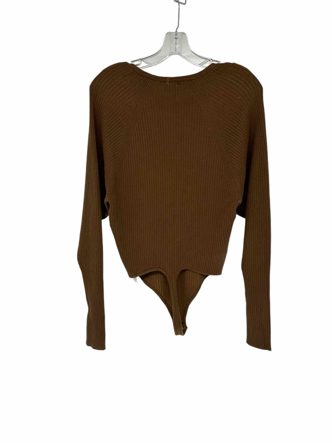 Good American Brown Sweater Bodysuit SIZE S