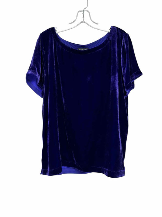 Eileen Fisher Bateau Neck Royal Blue Short Sleeve Top Size L