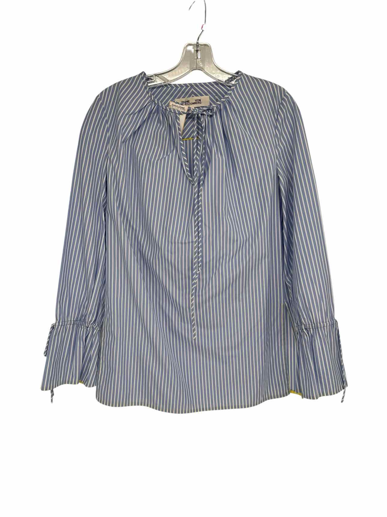 Diane Von Furstenberg Blue Size 2 Long Sleeve Top