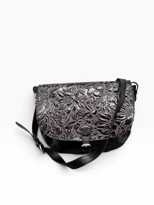 Patricia Nash Torri Floral Tooled Crossbody Saddle Bag