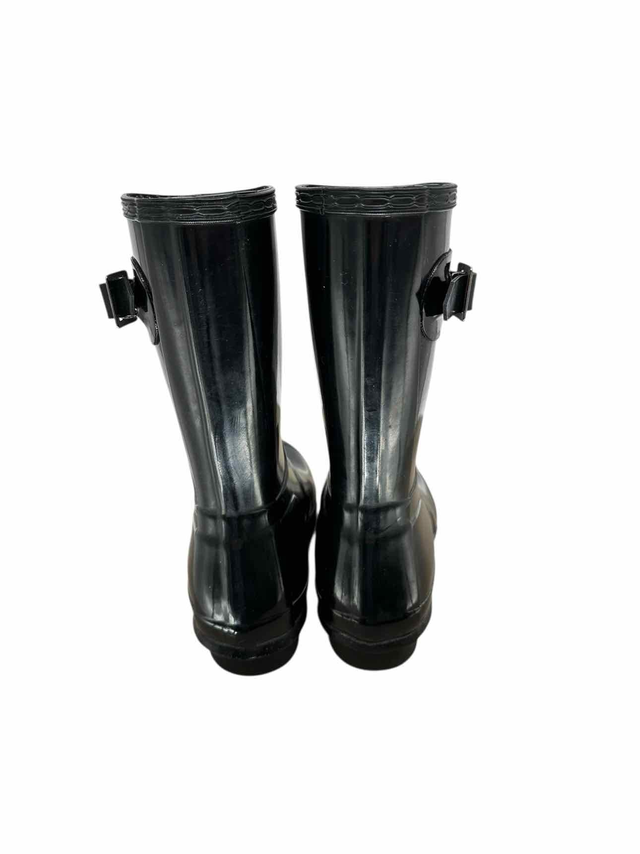 Hunter Original Short Glossy Black Rain Boots Shoe Size 6