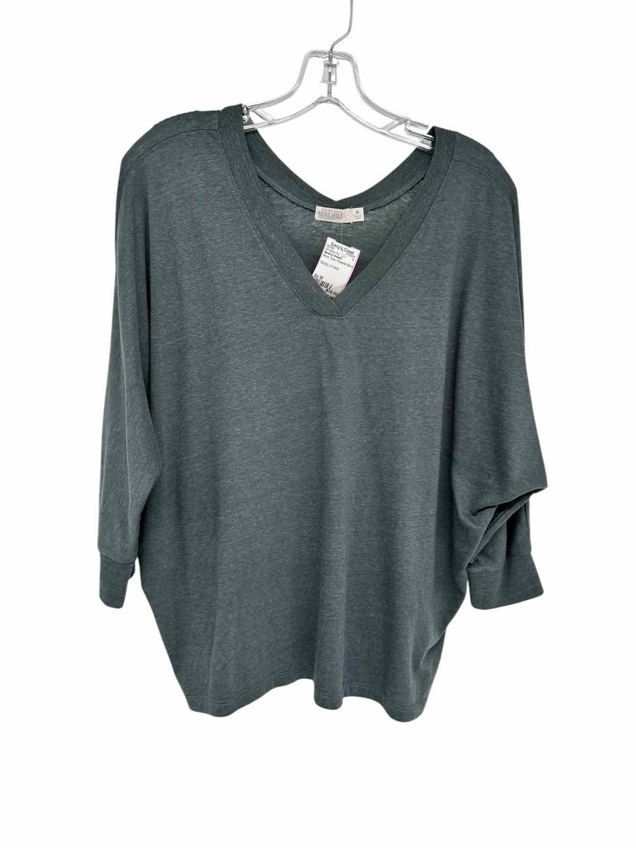 Barefoot Dreams Malibu V-neck Moss 3/4 Sleeve Top Size M