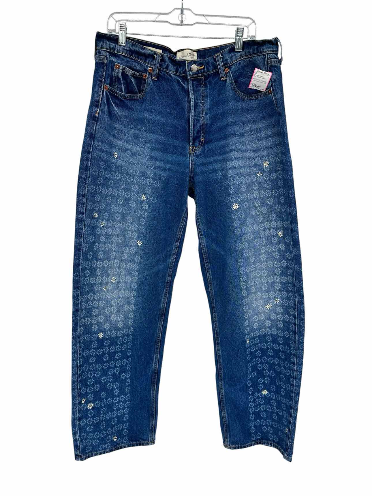 Universal Threads Mid-Rise 90's Baggy w/ Daisies Button Fly Jeans Size 12