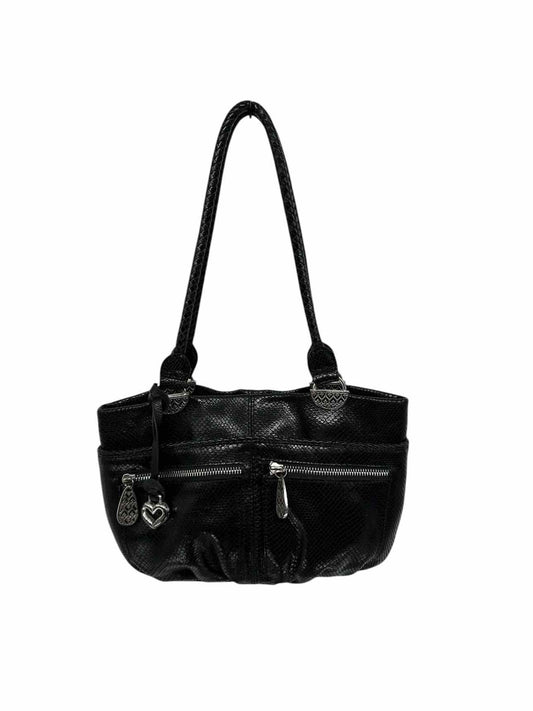 Brighton Black Snakeskin Embossed Leather Satchel