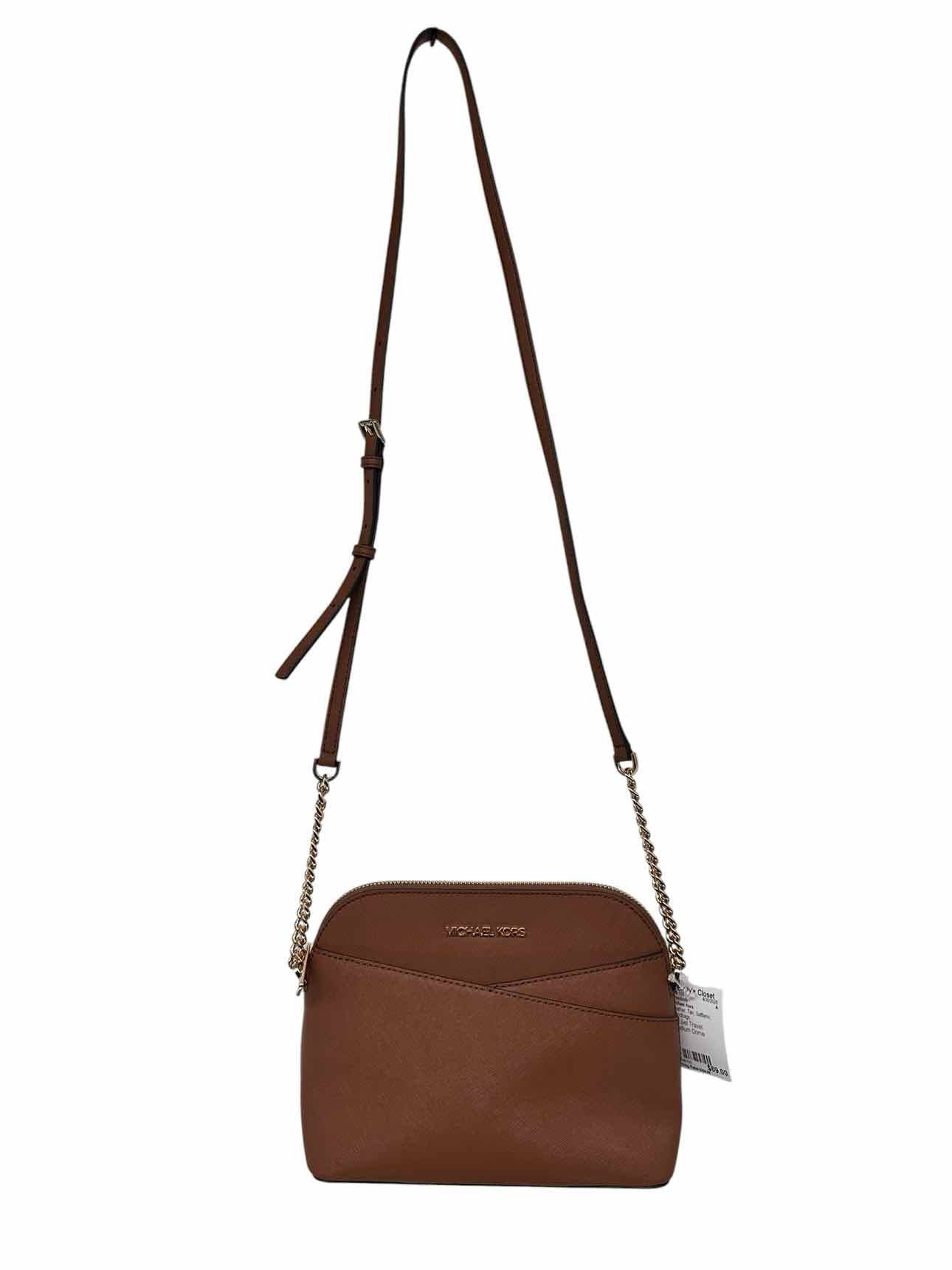 Michael Kors Jet Set Travel Medium Dome Tan Leather Crossbody