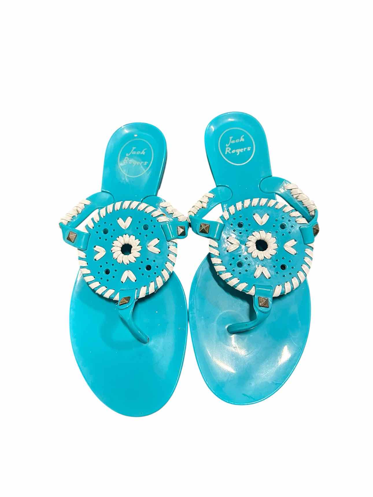 Jack Rogers Georgica Jelly Thong Sandal Turquoise Shoe Size 8