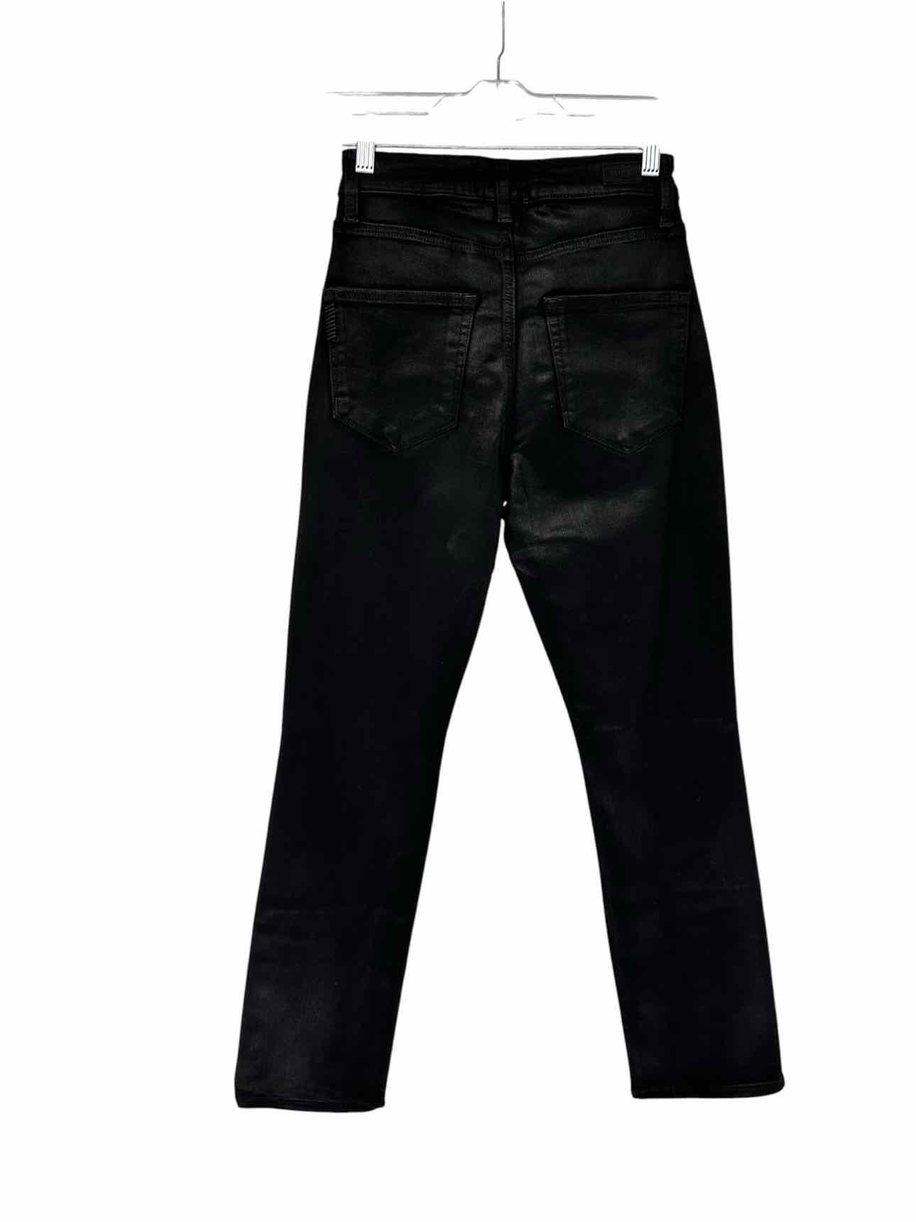 Paige Accent Coated Denim Button Fly Black Jeans Size 4