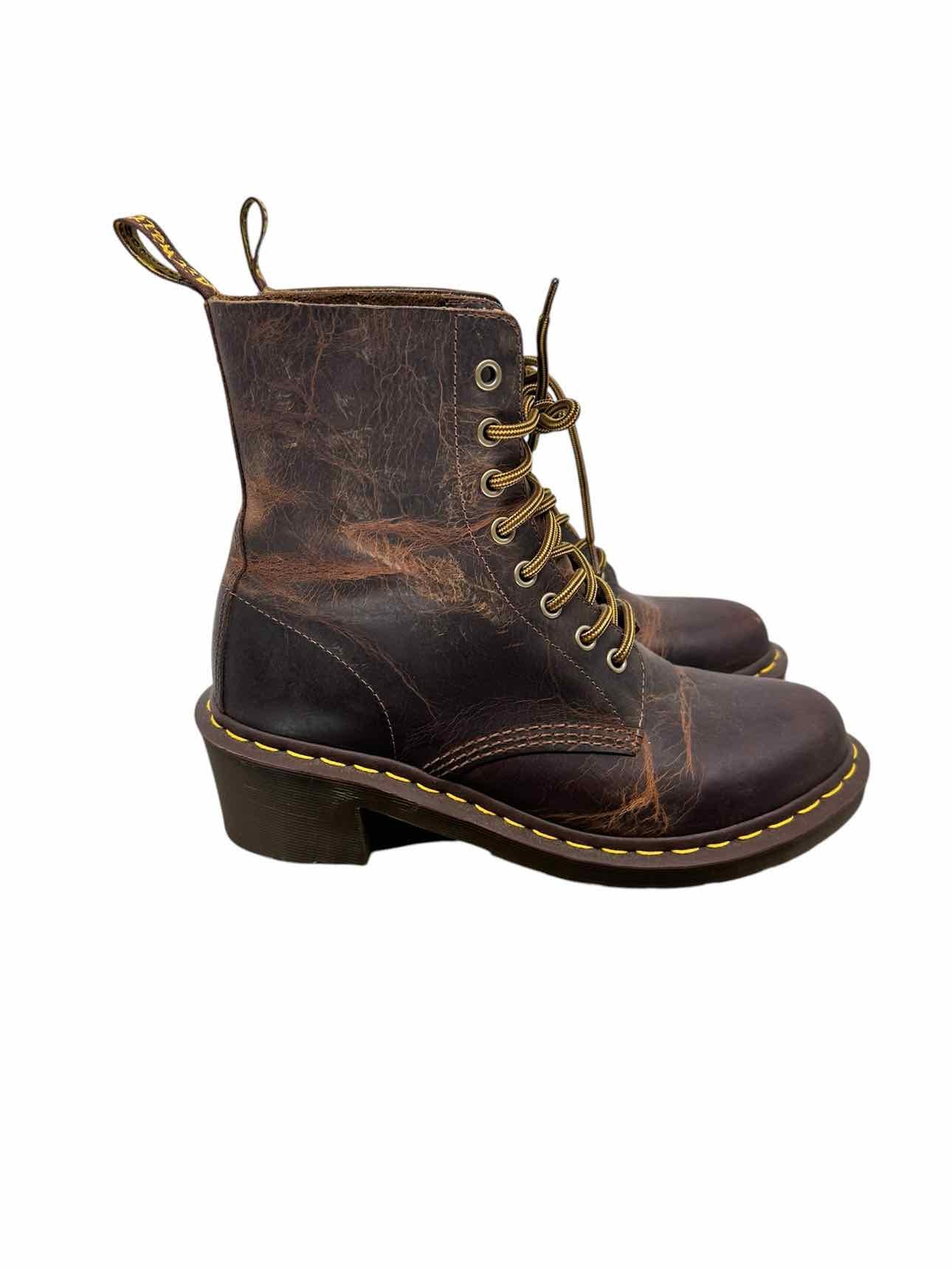 Dr. Martens 1460 Crazy Horse Lace Up Brown Boots Shoe Size 9