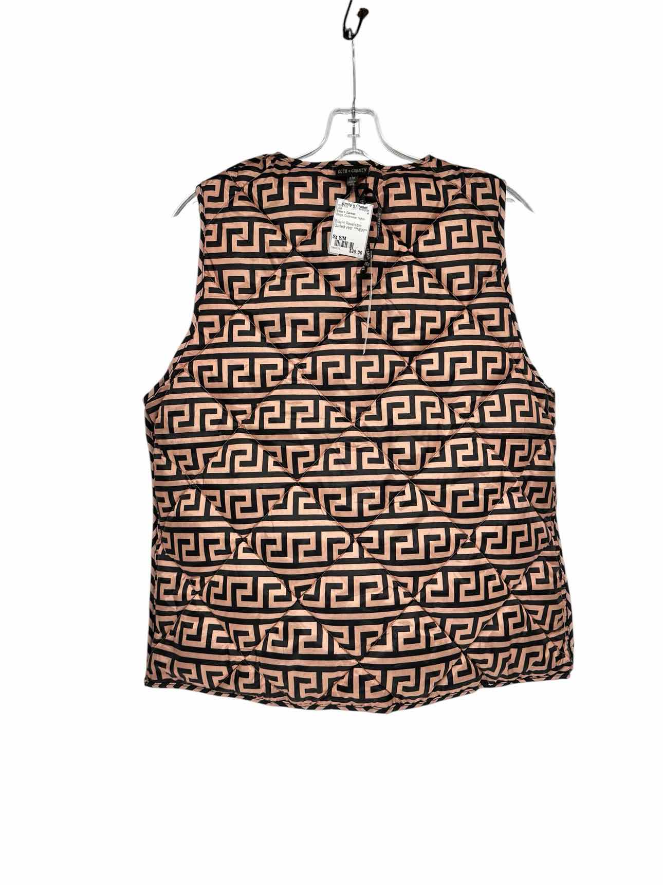 Coco +  Carmen Beige Braylin Reversible Quilted Vest  Size S/M **NEW**