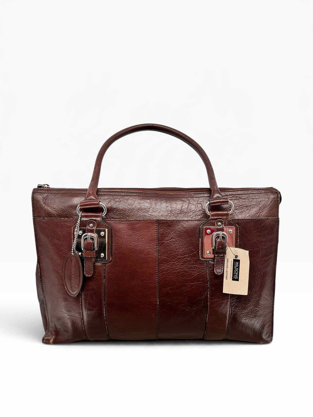 Wilsons Cognac Leather Business Briefcase **AS IS** & **NEW**