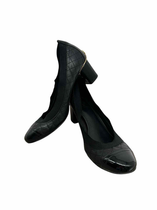 Tory Burch Quilted Block Heel Pumps Black Shoe Size 9