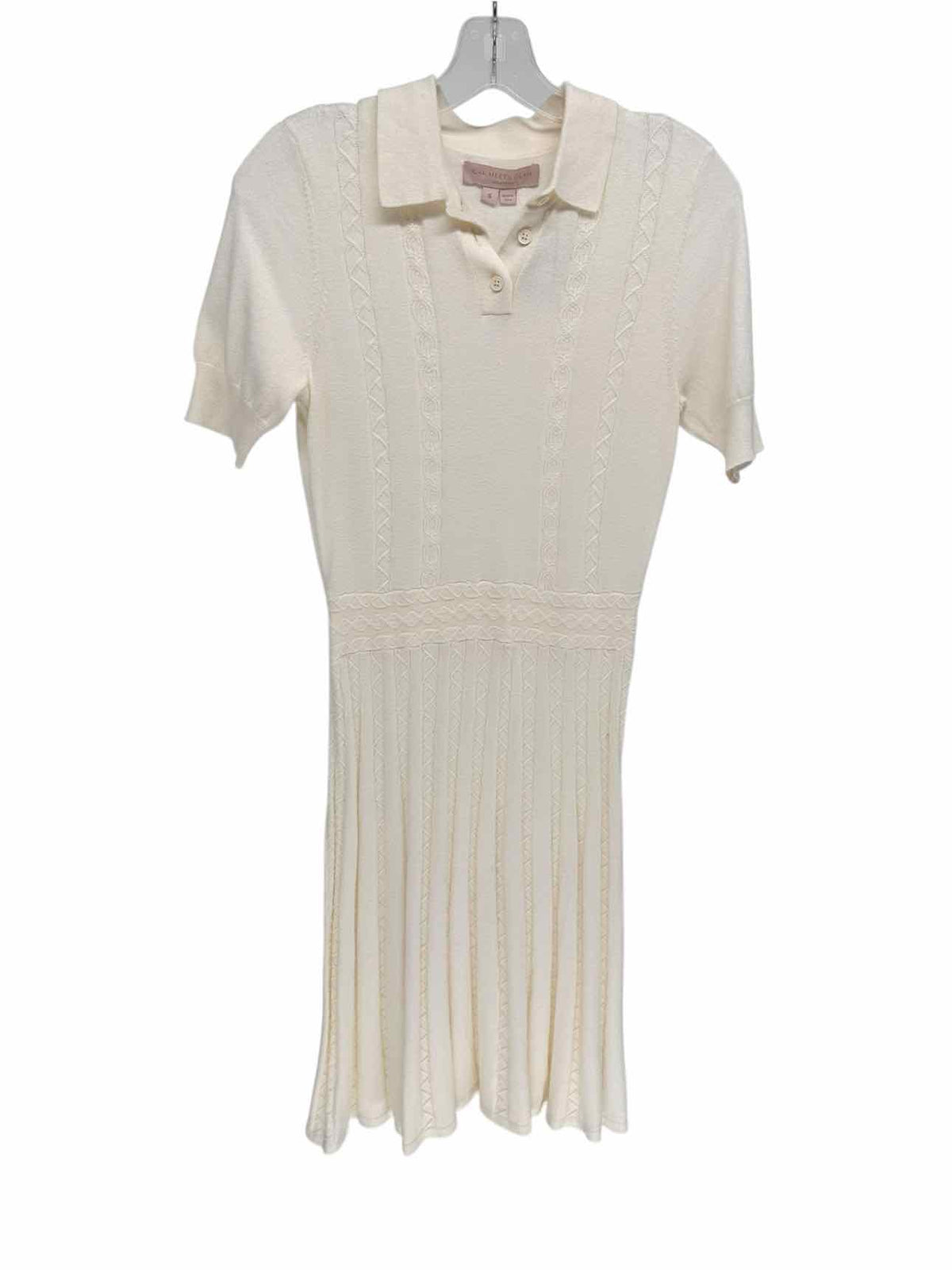 Gal Meets Glam Cream Elliott Cable Knit Polo Dress Size S