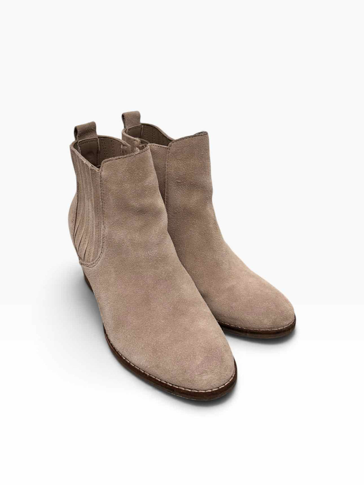 Crown Vintage Cindy Block Heel Beige Bootie Shoe Size 6.5