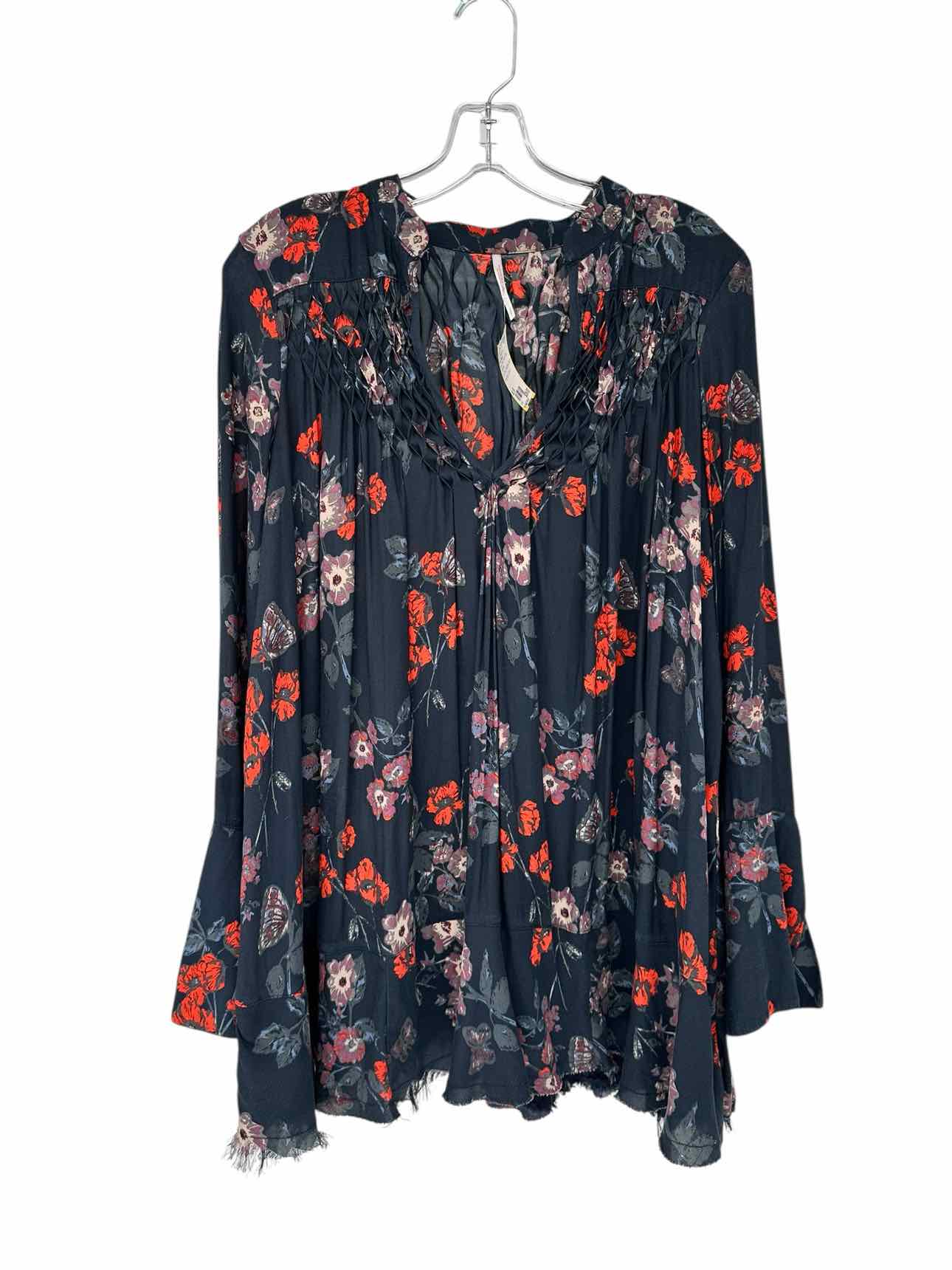 Free People So Fine Pebble Crepe Smocked Tunic Size S