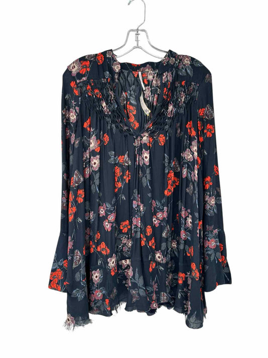 Free People So Fine Pebble Crepe Smocked Tunic Size S