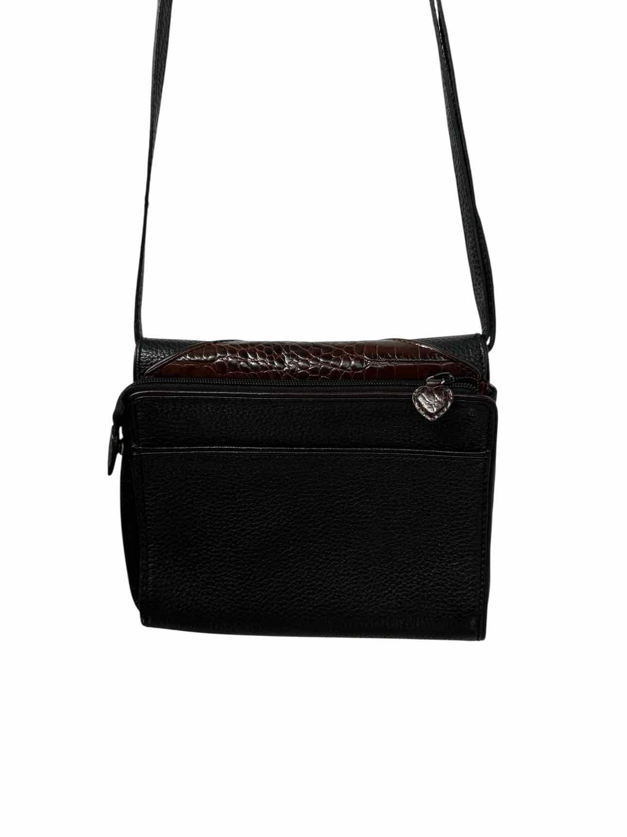 Brighton Nepal Organizer Black Leather Crossbody