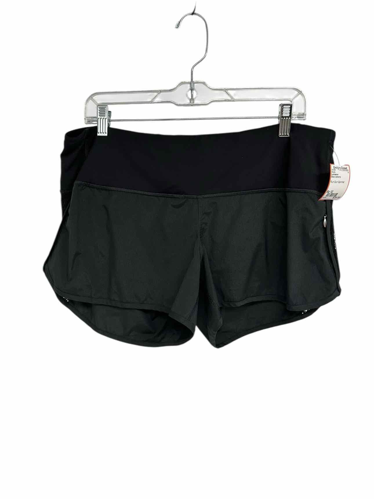 Lululemon Run Sun Sprinter Black Shorts Size 12
