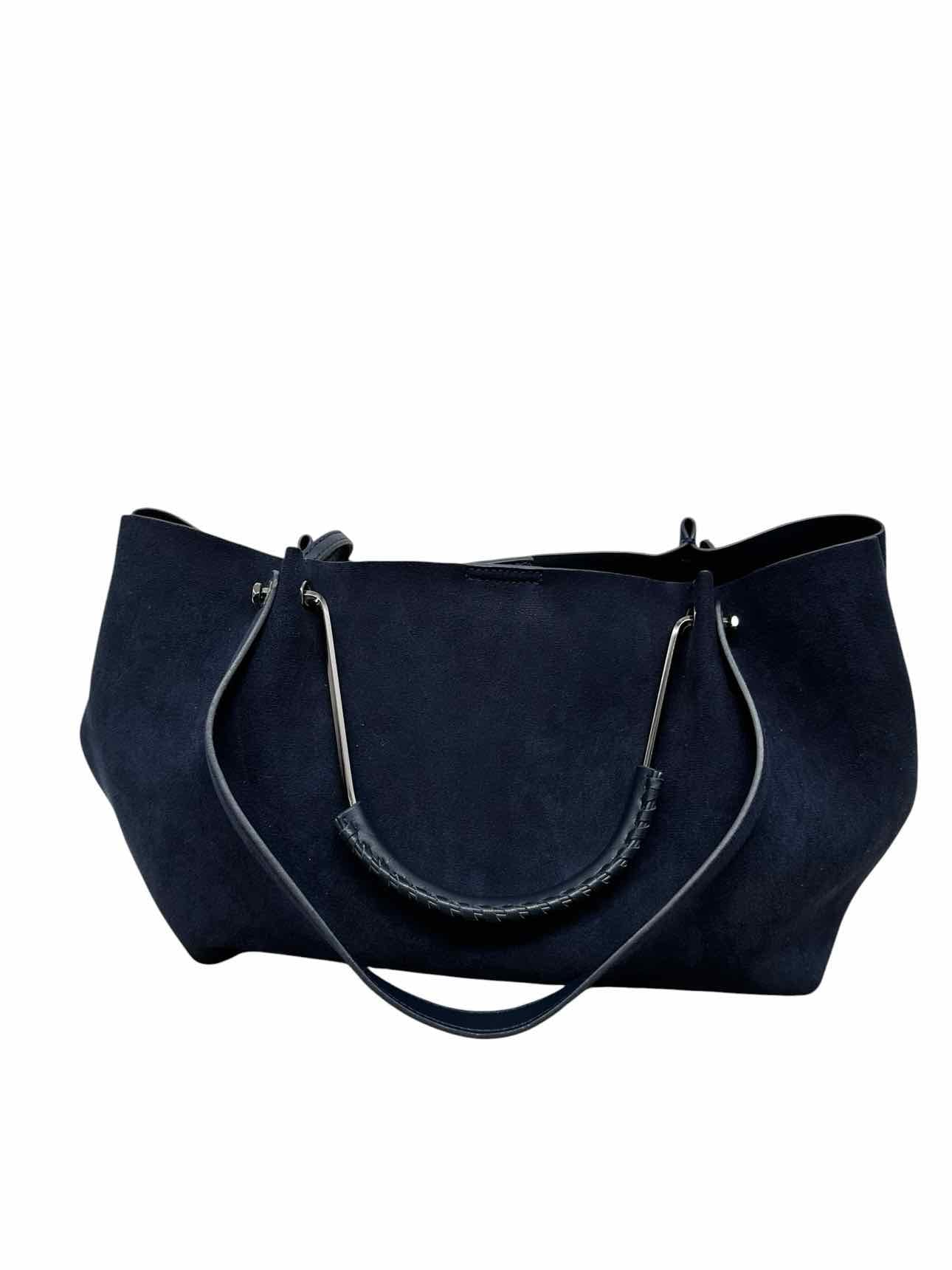 House of Harlow 1960 Luxe Satchel Navy Faux Suede Shoulder Bag