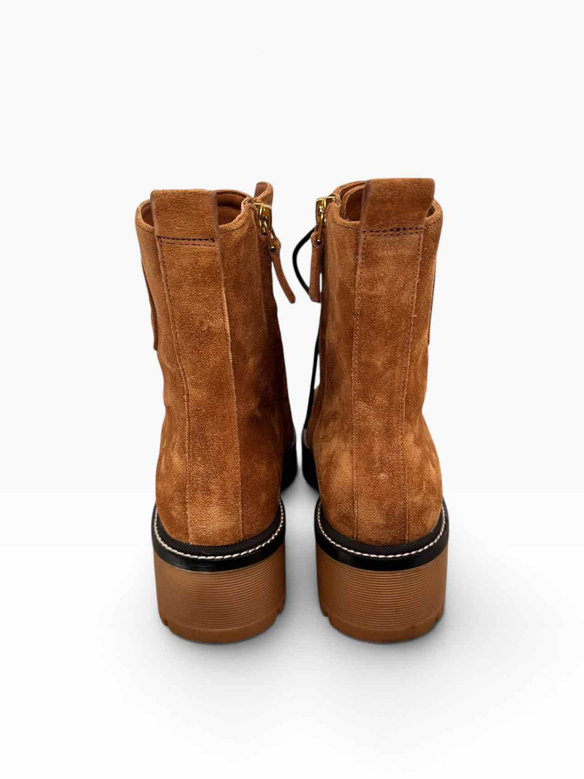 Tory Burch Miller Lug Sole Tan Boots Shoe Size 8