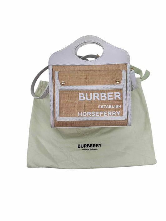 Burberry Mini Pocket Tote Raffia & Leather