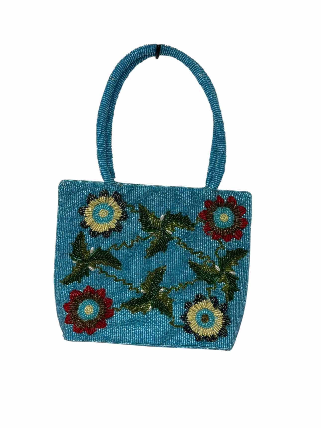 Blue Beaded Floral Arm bag