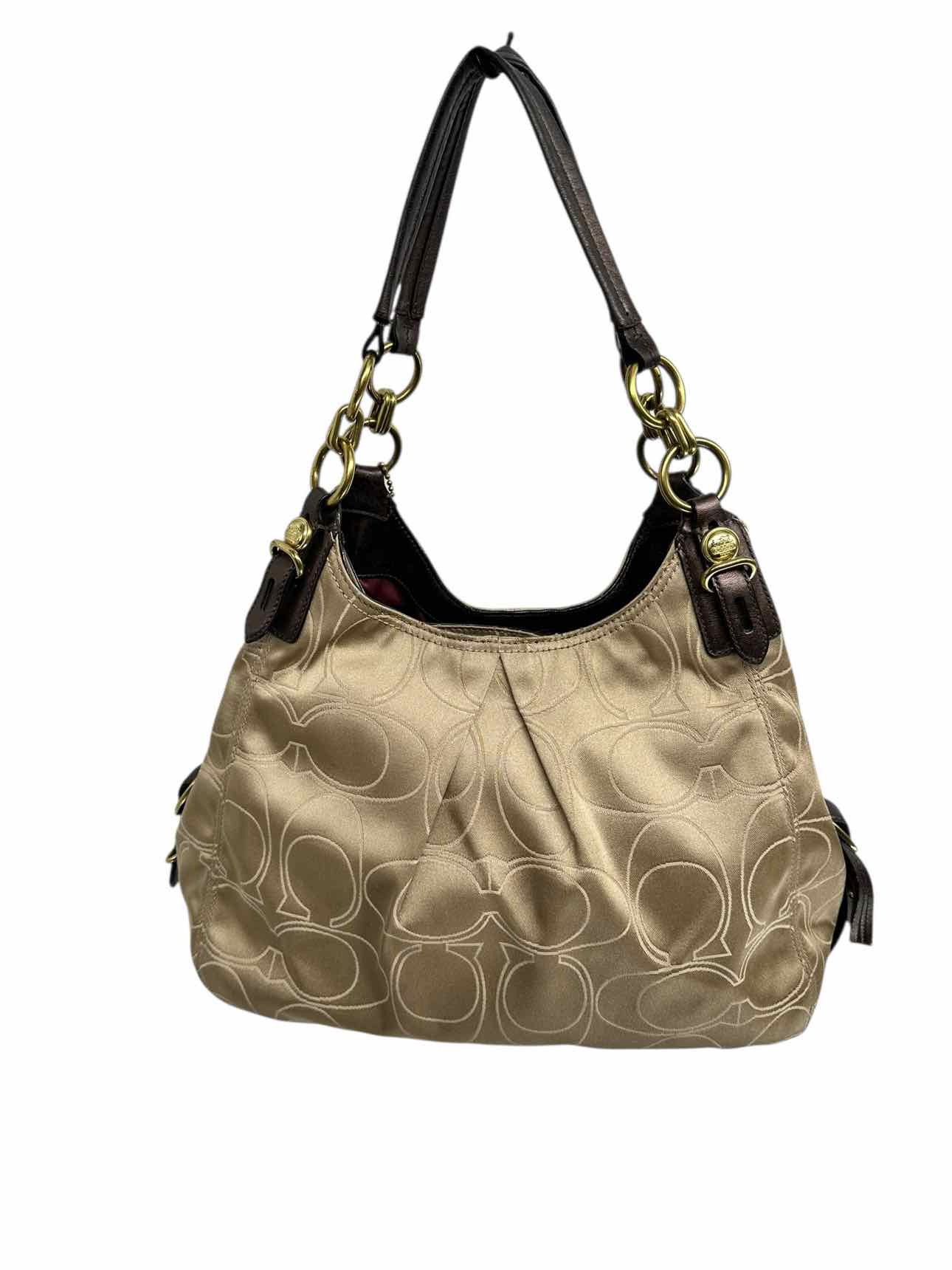 Coach Maggie Mia Signature Shoulder Bag w/ Leather Trim