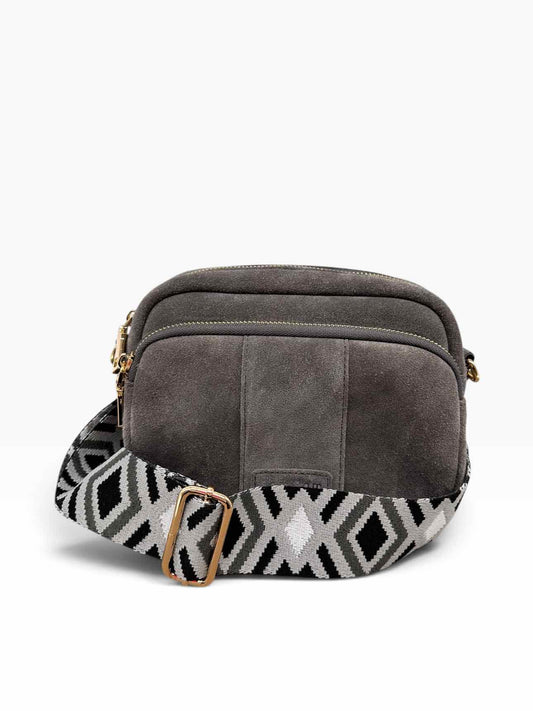 Pom Pom Original Bag Gray Suede Crossbody