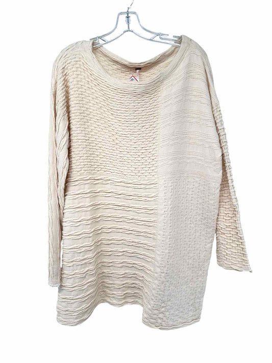 Free People Textured Cream Long Sleeve Top Size S