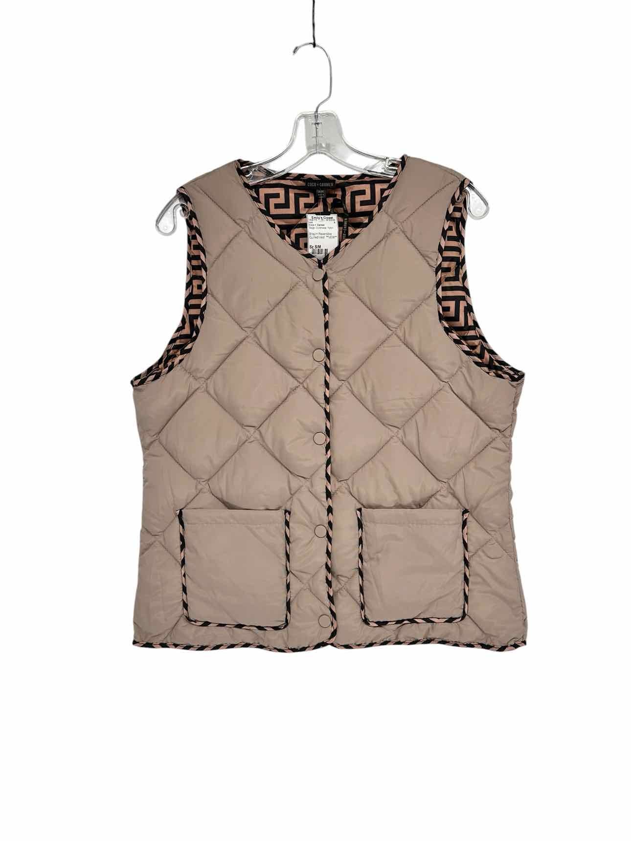 Coco +  Carmen Beige Braylin Reversible Quilted Vest  Size S/M **NEW**