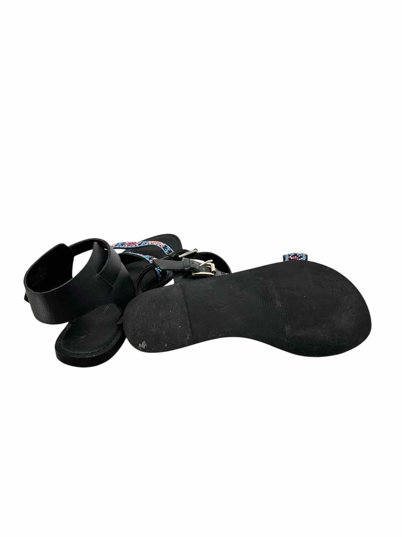 Anthropologie Black Beaded Sandals Shoe Size 7