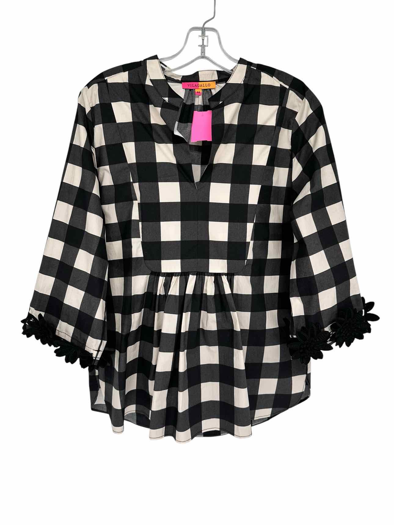 Vilagallo Valerie Shirt w/ Flower Applique Trim Size L