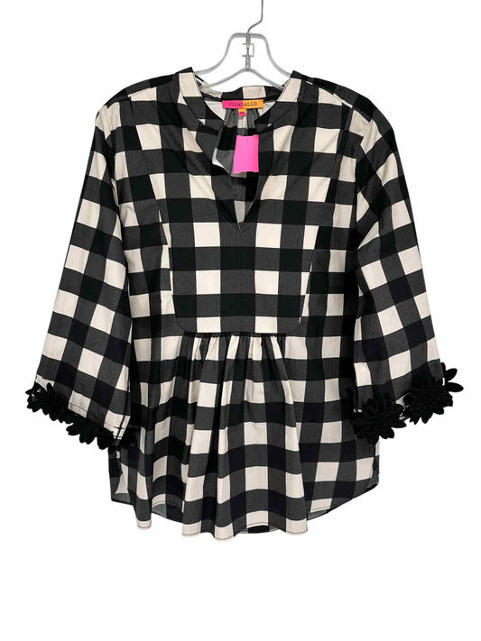 Vilagallo Valerie Shirt w/ Flower Applique Trim Size L