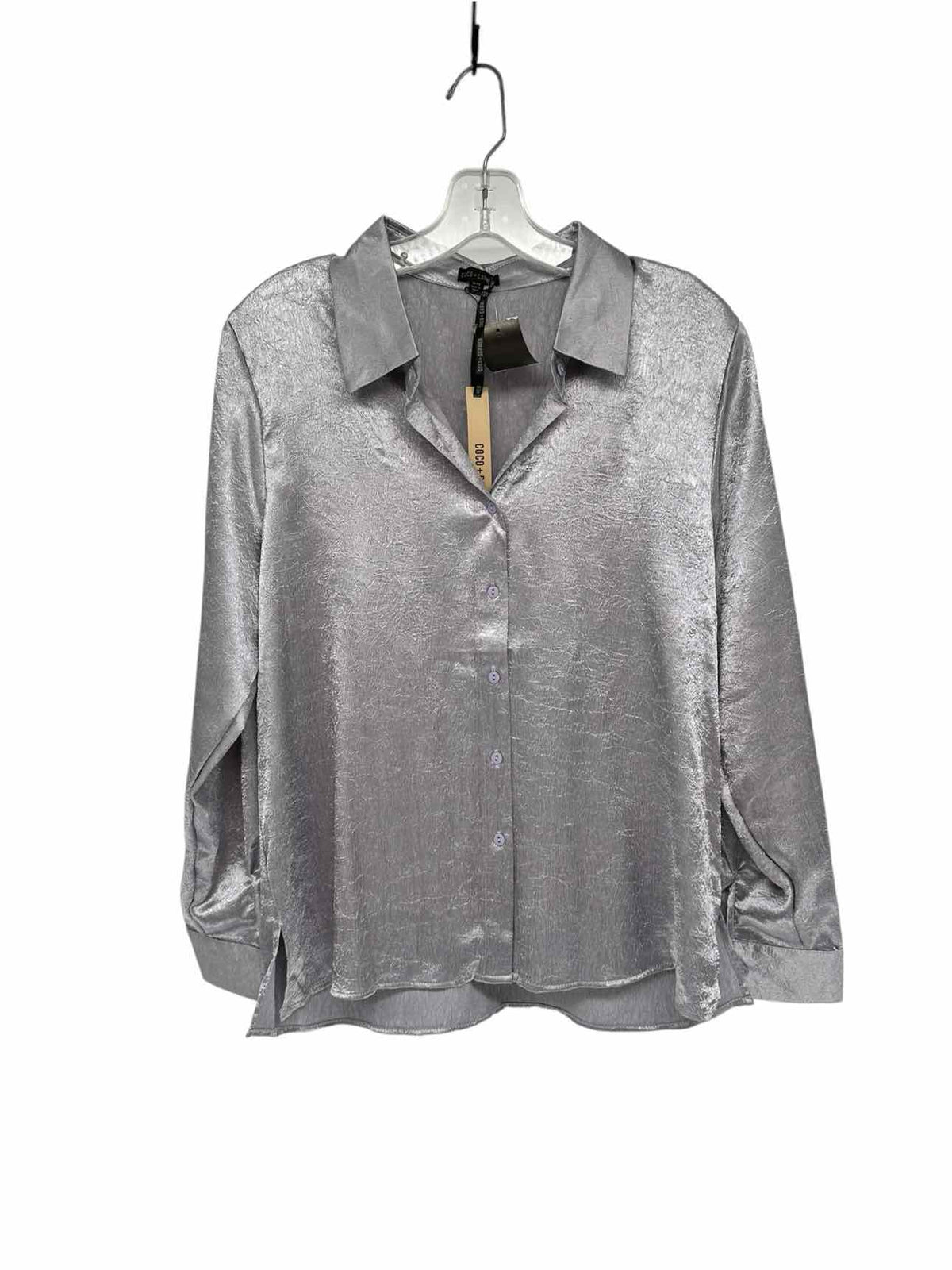 Coco +  Carmen Maryann Metallic Crinkle Button Front Shirt Size S/M **NEW**