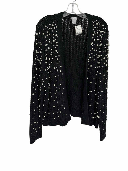 Chicos Black Pearls Cardigan Size XL