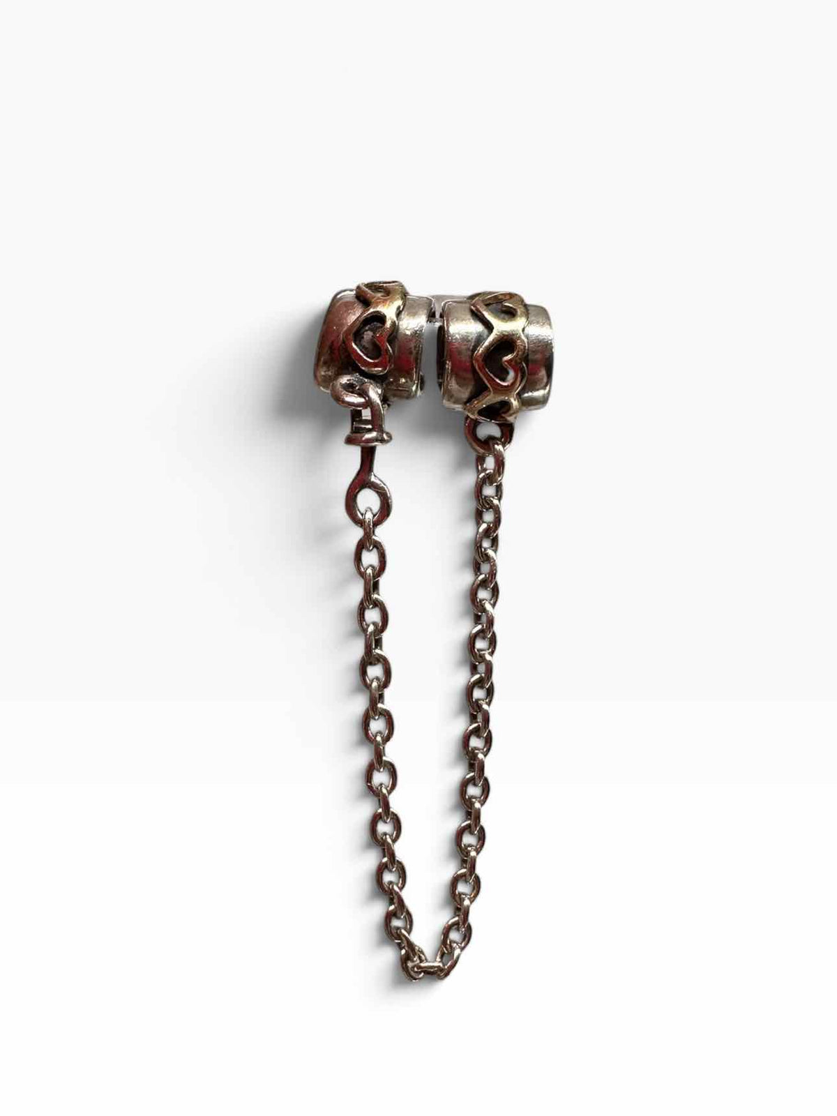 Pandora Retired Sterling Silver & 14k Gold Heart Safety Chain
