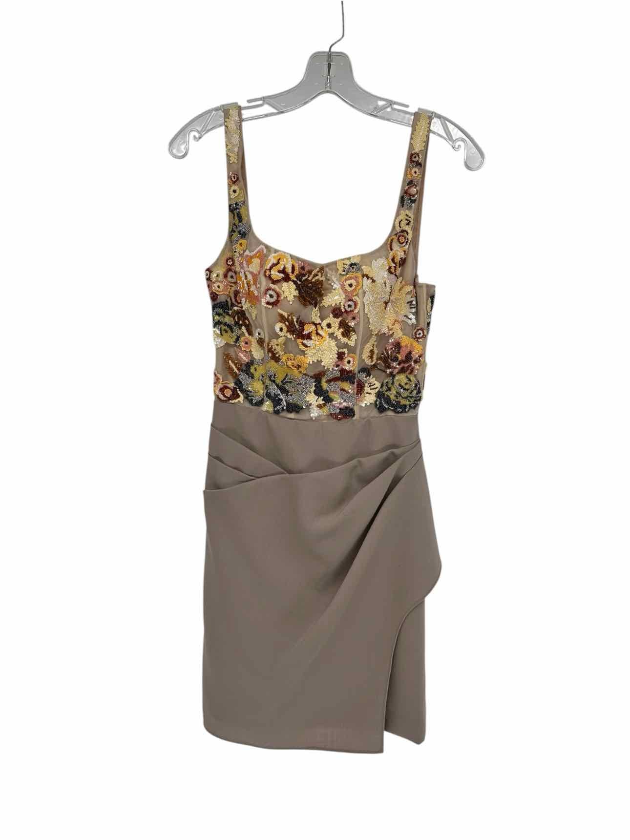 Burnett New York Beige Beadead Sleeveless Dress Size 2
