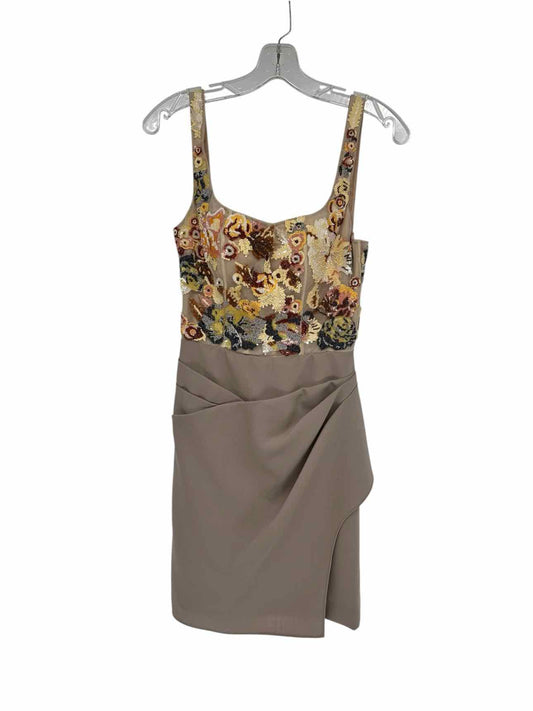 Burnett New York Beige Beadead Sleeveless Dress Size 2