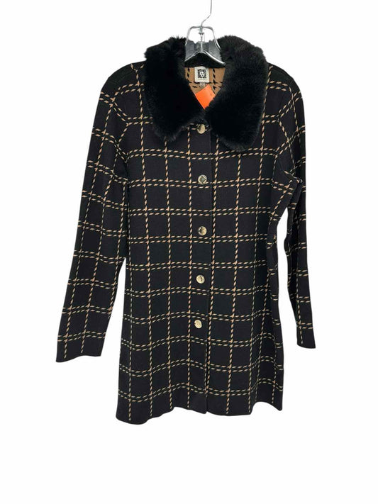 Anne Klein Black Button Front Sweater Coat Size M
