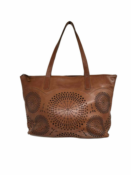 Tan Leather Laser Cut-Out Tote