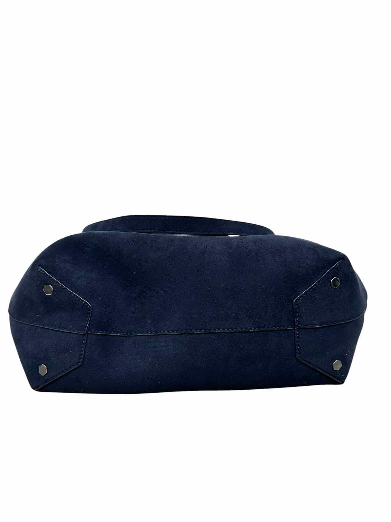 House of Harlow 1960 Luxe Satchel Navy Faux Suede Shoulder Bag