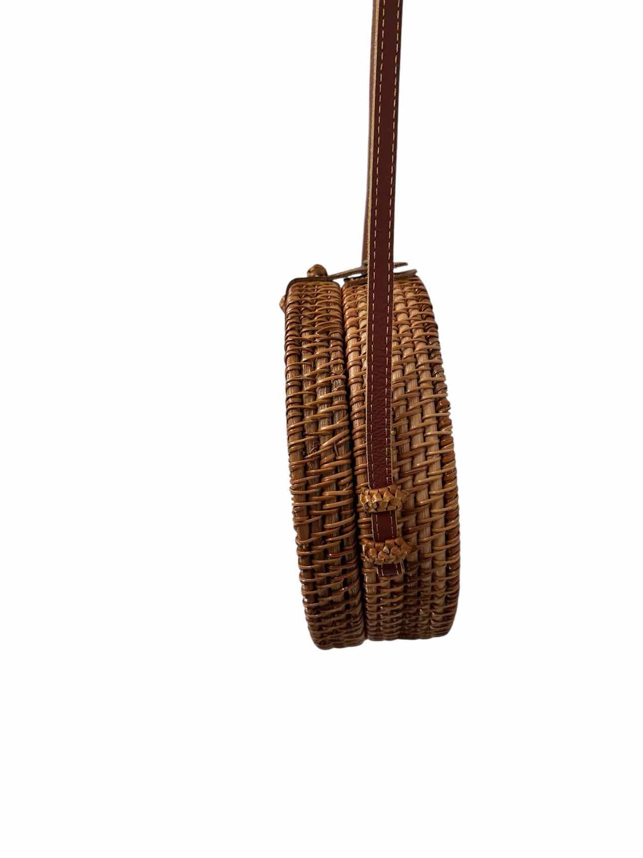 Tan Round Straw Bag
