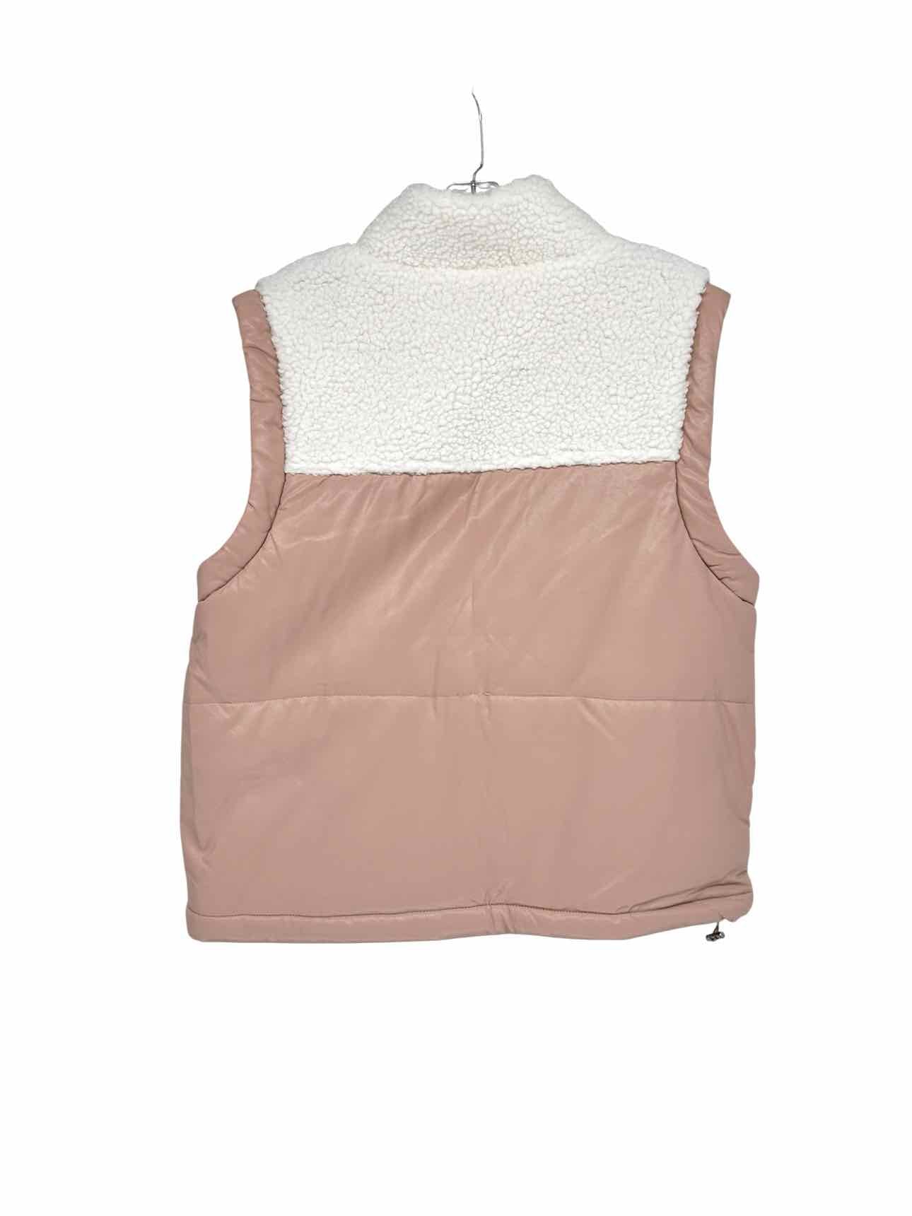 Coco +  Carmen Beige Yona Mixed Sherpa Faux Leather Vest Size S/M **NEW**