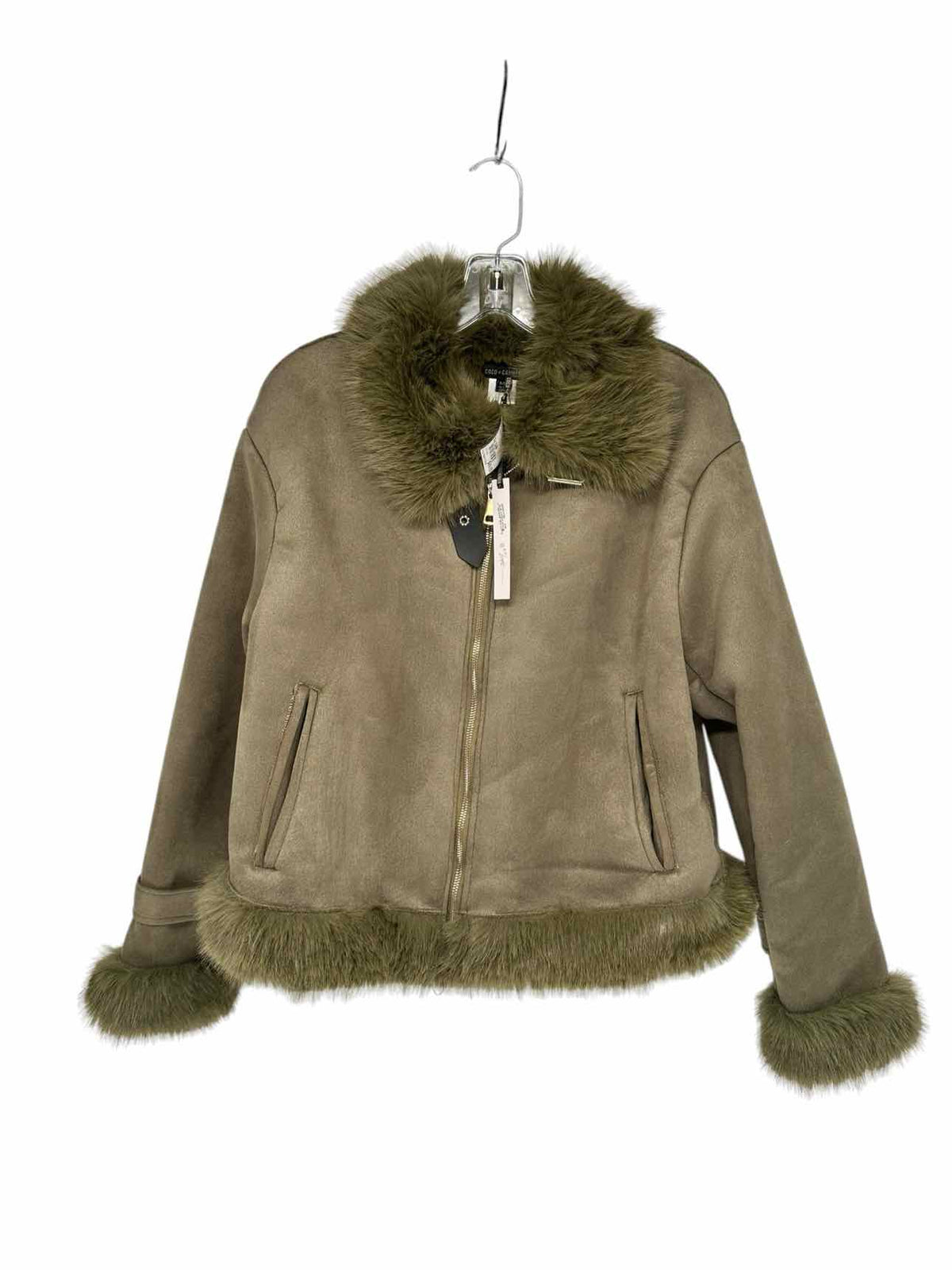 Coco +  Carmen Dion Faux Fur Moto Jacket  Size S/M **NEW**
