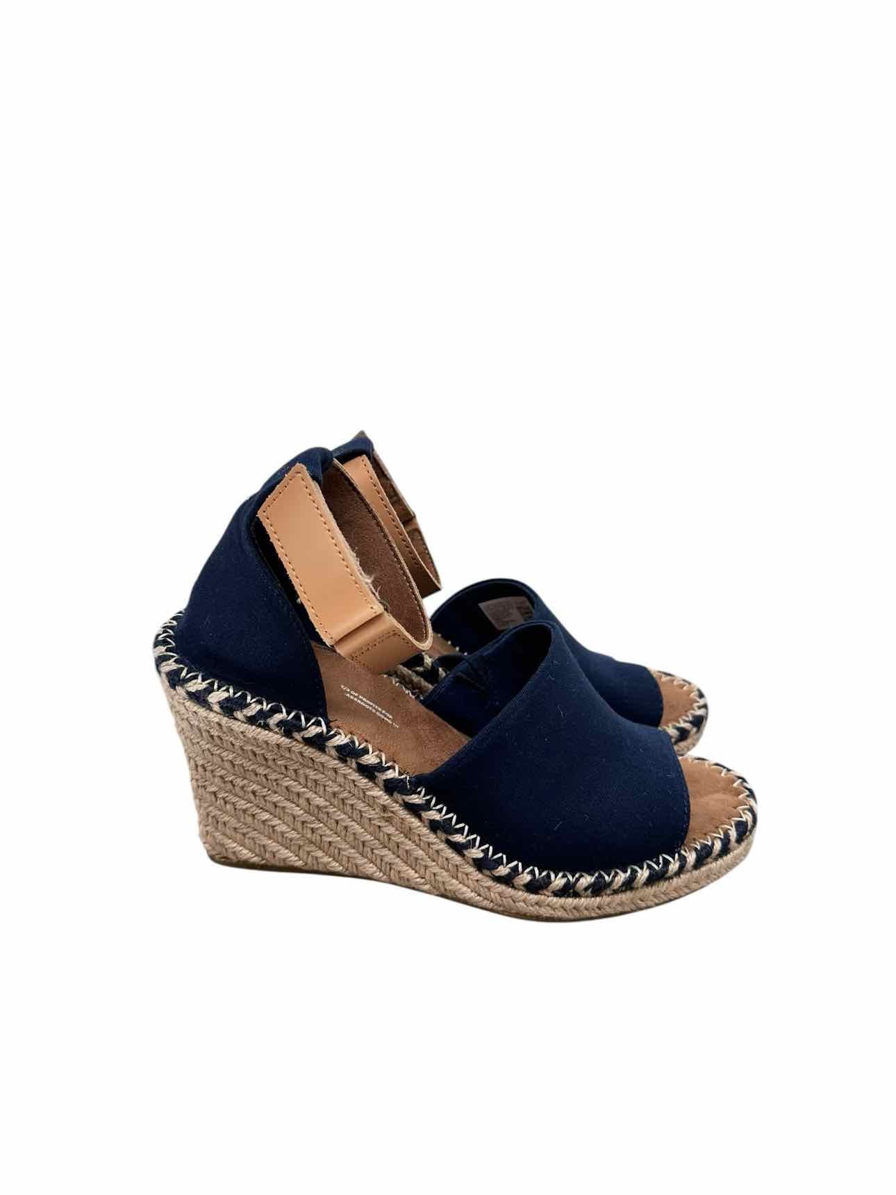Toms Marisol Wedge Navy Shoe Size 7.5